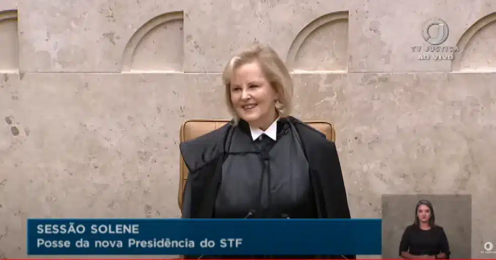 Ministra Rosa Weber toma posse como presidente do STF. Foto: TV Justiça/Reprodução
