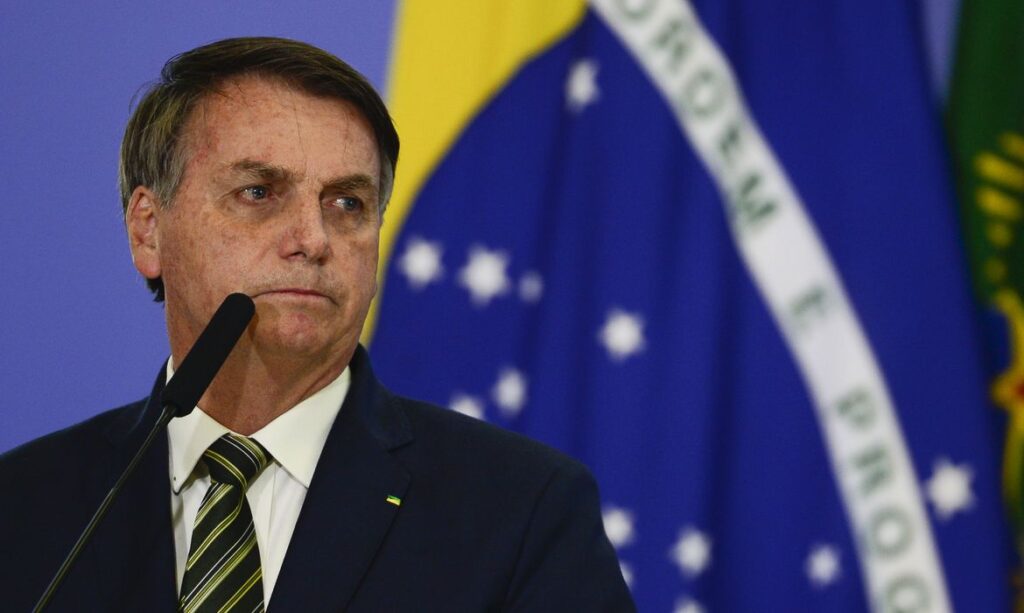 O presidente da República, Jair Bolsonaro, durante a solenidade de posse dos ministros da Justiça e Segurança Pública; e da Advocacia-Geral da União no Palácio do Planalto