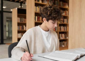 Jovem estudando para o Enem