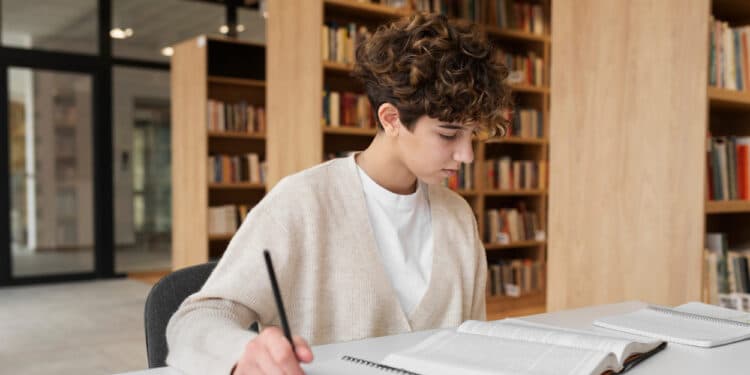 Jovem estudando para o Enem