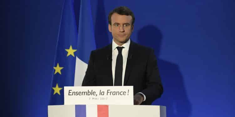 epa05949191 French presidential election candidate for the En Marche ! movement Emmanuel Macron delivers a speech at his campaign headquarters in Paris, France, 07 May 2017, after the second round of the French presidential election. Emmanuel Macron was elected French president on May 7, 2017 in a resounding victory over far-right Front National (FN - National Front) rival after a deeply divisive campaign, initial estimates showed.  EPA/LIONEL BONAVENTURE / POOL MAXPPP OUT