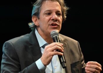 Fernando Haddad falando no microfone | Créditos: depositphotos.com / thenews2.com
