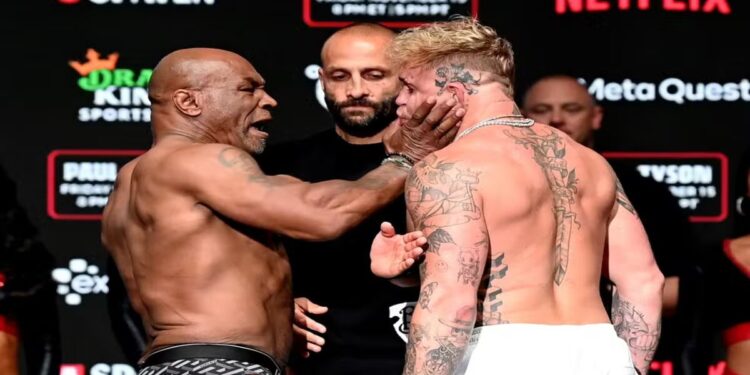 Veja por que Mike Tyson deu um tapa na cara de Jake Paul durante pesagem.