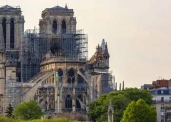 Catedral Notre Dame durante o processo de reconstrção após incêndio de 2019— Foto: Getty Images