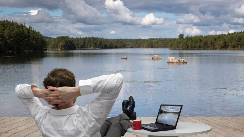 Businessman relaxes