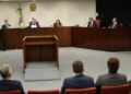 Brasília (DF) 10/09/2025 - A Primeira Turma do Supremo Tribunal Federal (STF) realiza o quarto dia de julgamento dos réus do Núcleo 1 da trama golpista, formado pelo ex-presidente Jair Bolsonaro e mais sete aliados.  Foto: Fabio Rodrigues-Pozzebom/ Agência Brasil