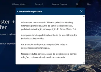 Página inicial do site do Banco Master cita interesse da Fictor Holding na aquisição da instituição