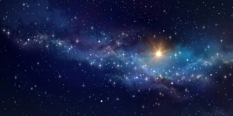 Espaço com estrelas e planetas ao céu - Créditos: depositphotos.com / titoOnz