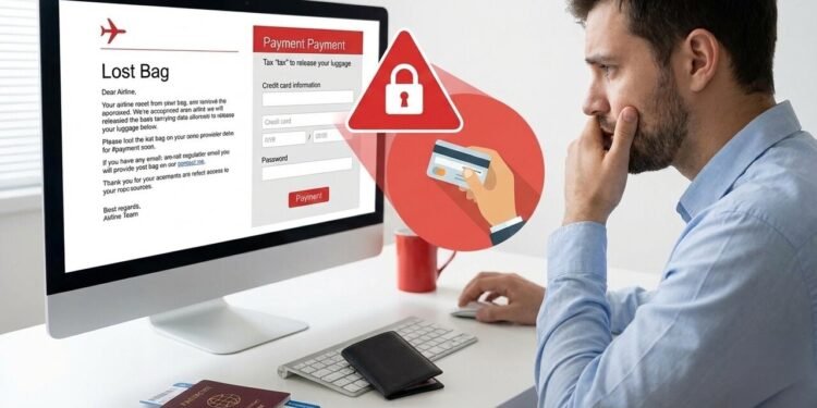 Viajou de avião? Cuidado com o golpe do e-mail falso que pede dados do cartão para achar sua mala