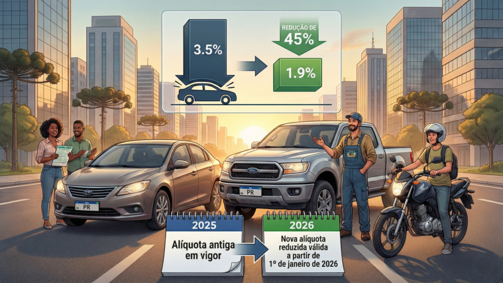 Nova lei do IPVA em vigor desde 1º de janeiro de 2026 altera alíquotas, amplia descontos e isenções para veículos elétricos e baixa emissão