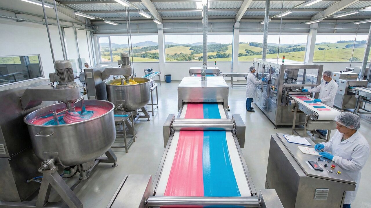 Da resina à embalagem: o surpreendente processo industrial que transforma tudo em goma de mascar