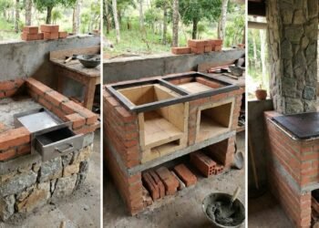 Com as próprias mãos, ele construiu um fogão a lenha multifuncional que aquece, cozinha e até assa pão
