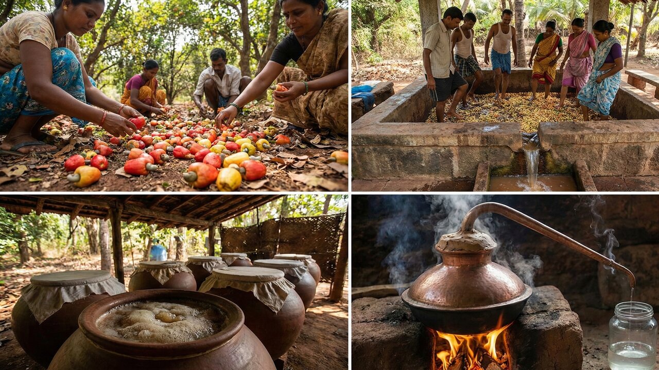 Na Índia, a luta de famílias para manter viva uma tradição de 500 anos: a produção de um licor de caju