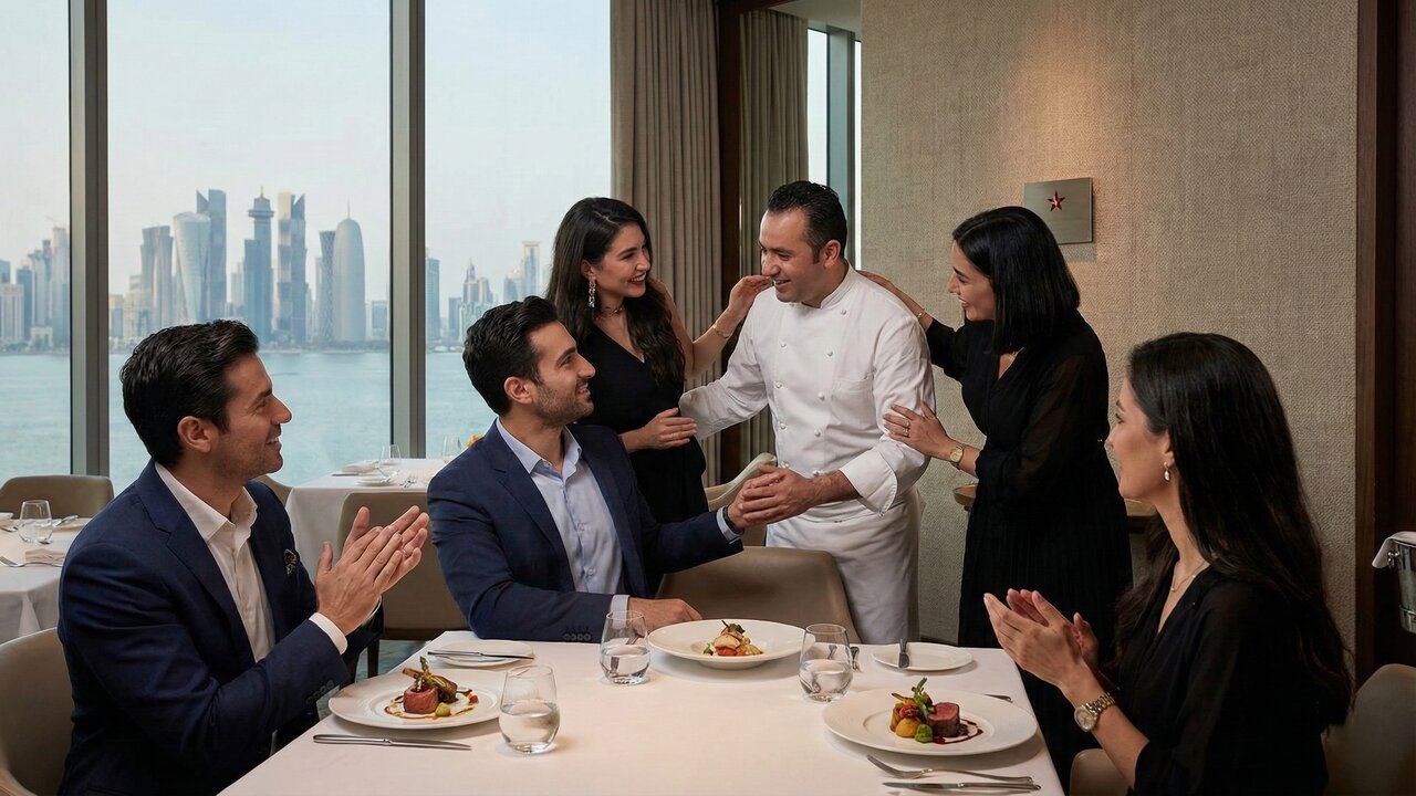 No coração do Qatar, os maiores chefs do mundo travam uma batalha épica pela cobiçada estrela Michelin
