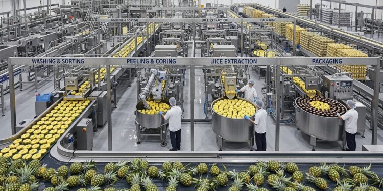 Como funciona a colheita e o processamento de 250.000 abacaxis todos os dias