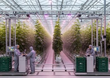 Fazenda vertical moderna capaz de produzir milhões de pepinos anualmente em estufa