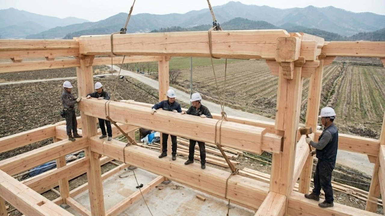 Técnica tradicional coreana usa encaixes de madeira para criar casas resistentes a terremotos