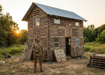 Em 121 dias, este homem construiu uma casa inteira de paletes sem nenhuma ajuda