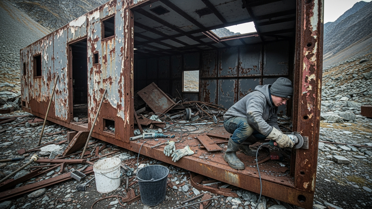 Restauração de cabana antiga mostra reaproveitamento estrutural e conforto em área montanhosa