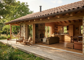 Este projeto de 65 metros quadrados parece uma mansão; tem lareira de pedra e ilha central para começar 2026 com conforto e uma beleza de arrepiar