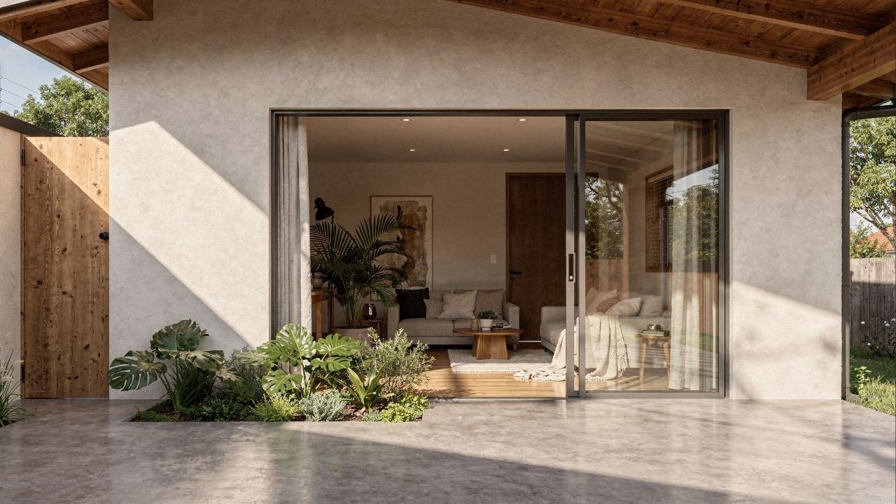 Refúgio urbano de 55 metros quadrados, linear com 1 suíte, 1 banheiro e jardim interno para máxima praticidade