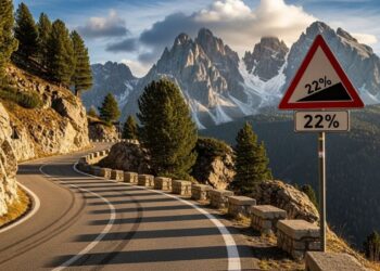 A estrada na Itália tem inclinação de 22%: com 1.500m de concreto, a Scanuppia é tão íngreme que carros comuns não conseguem subir