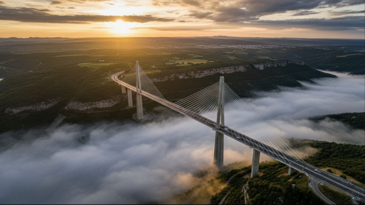 Com seus 343 metros de altura e 2,4 km de extensão, o viaduto de Millau virou a ponte mais alta do mundo e um ícone da engenharia moderna francesa