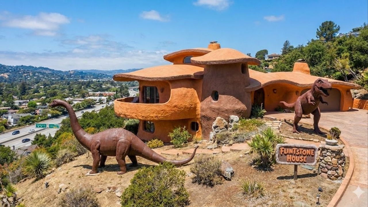 Feita inteiramente de espuma e arame, a ""Casa dos Flintstones"" não tem uma única linha reta e resiste a sismos melhor que construções tradicionais
