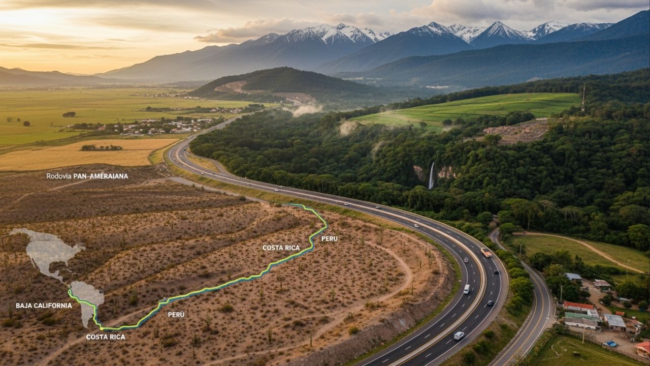 Ligando o Alasca à Terra do Fogo, essa estrada cruza 14 países e climas extremos em mais de 30 mil km