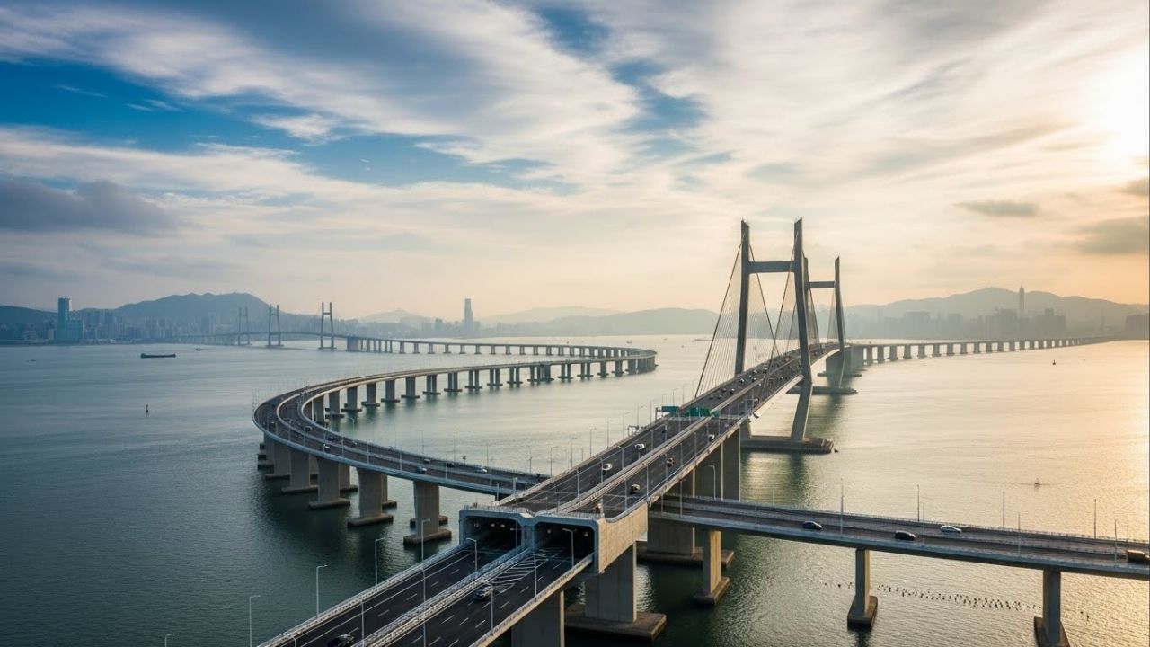 Essa ponte suporta tufões e terremotos nível 8, tem 55 km de aço sobre o mar e custo de US$ 18 bilhões