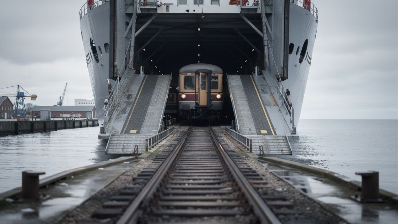 O trem que cruza o mar: a incrível ferrovia que liga a Alemanha à Dinamarca entrando inteira dentro de um navio gigante