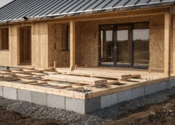 A varanda contínua desta casa linear moderna de 110 m² com 3 dormitórios e suíte amplia espaço e integração