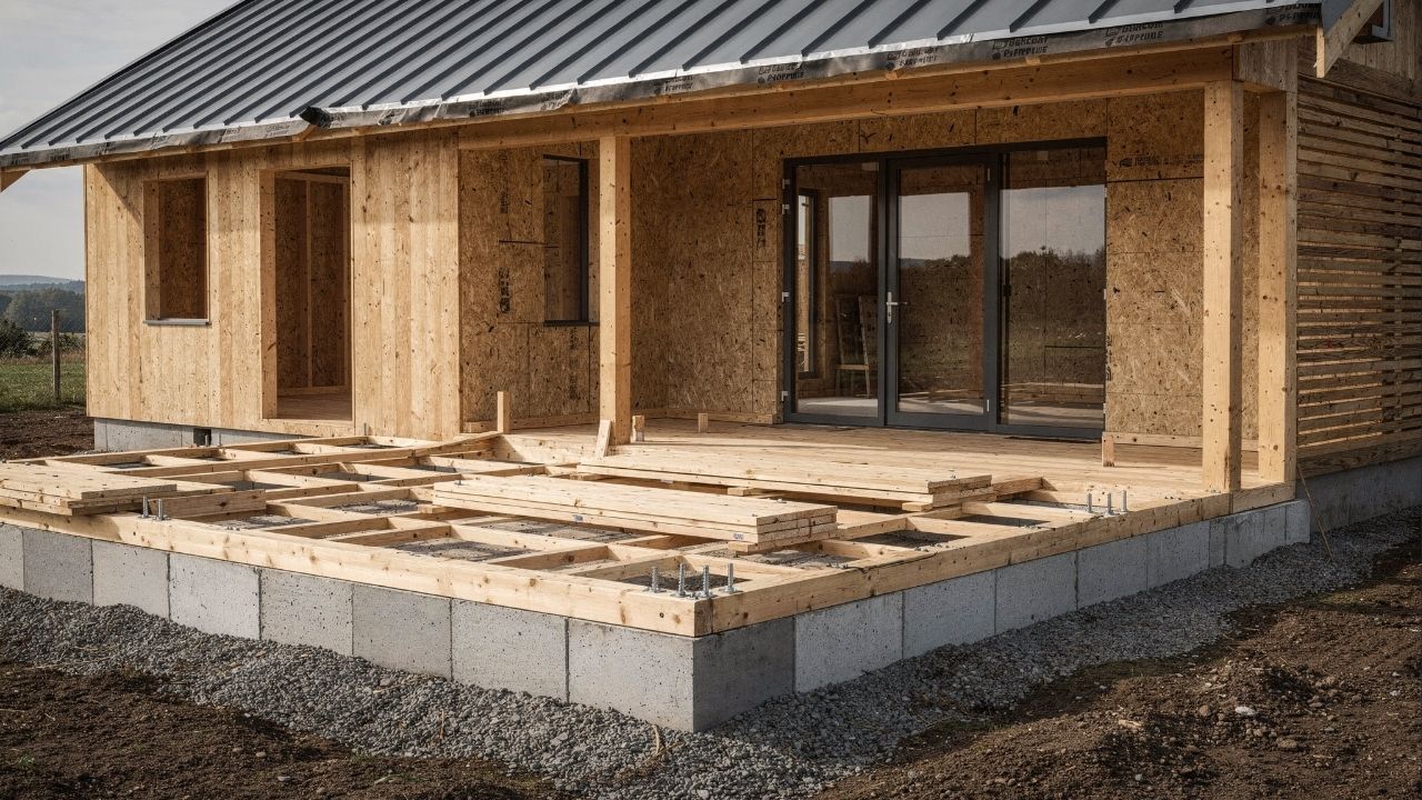 A varanda contínua desta casa linear moderna de 110 m² com 3 dormitórios e suíte amplia espaço e integração