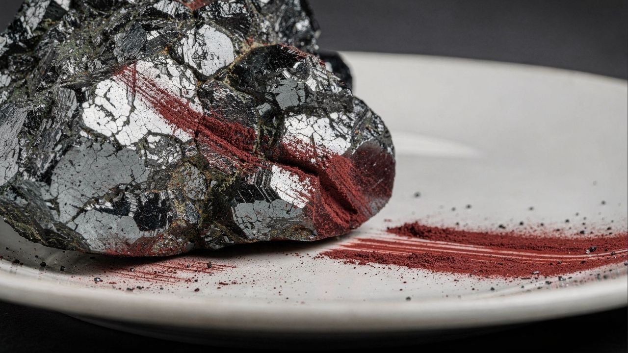 Esqueça o chumbo e o zinco, pois esta pedra brilha como metal mas sangra vermelho ao ser riscada sendo a base da nossa mineração