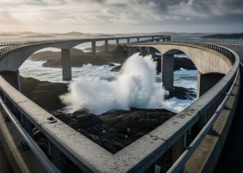 Com oito pontes que saltam entre ilhas sobre o oceano, a rodovia atlântica na Noruega virou um marco da engenharia capaz de resistir a furacões