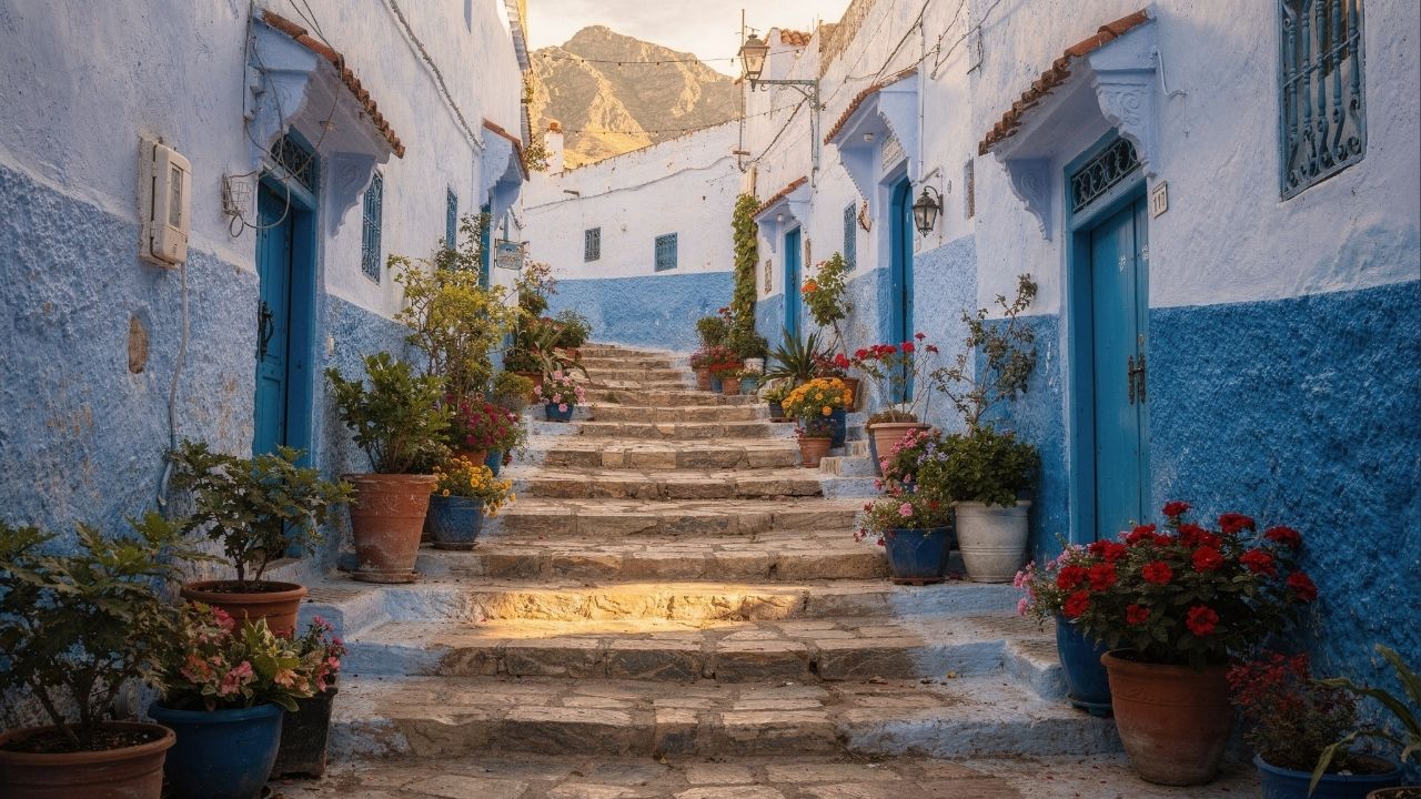 Ruas de Chefchaouen, no Marrocos, ganham fama internacional, pois suas ruelas de 1471 pintadas de azul viraram o maior símbolo turístico local