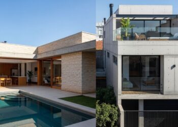 Soluções inteligentes de moradia em L com piscina e sobrado compacto com rooftop unem funcionalidade e vida urbana