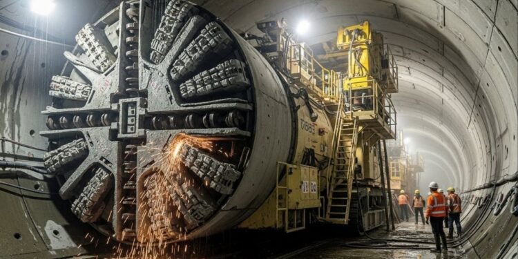 Com 17 metros de diâmetro e avanço de 15 metros por dia, os "tatuzões" escavam túneis de metrô e instalam anéis de concreto de forma automática