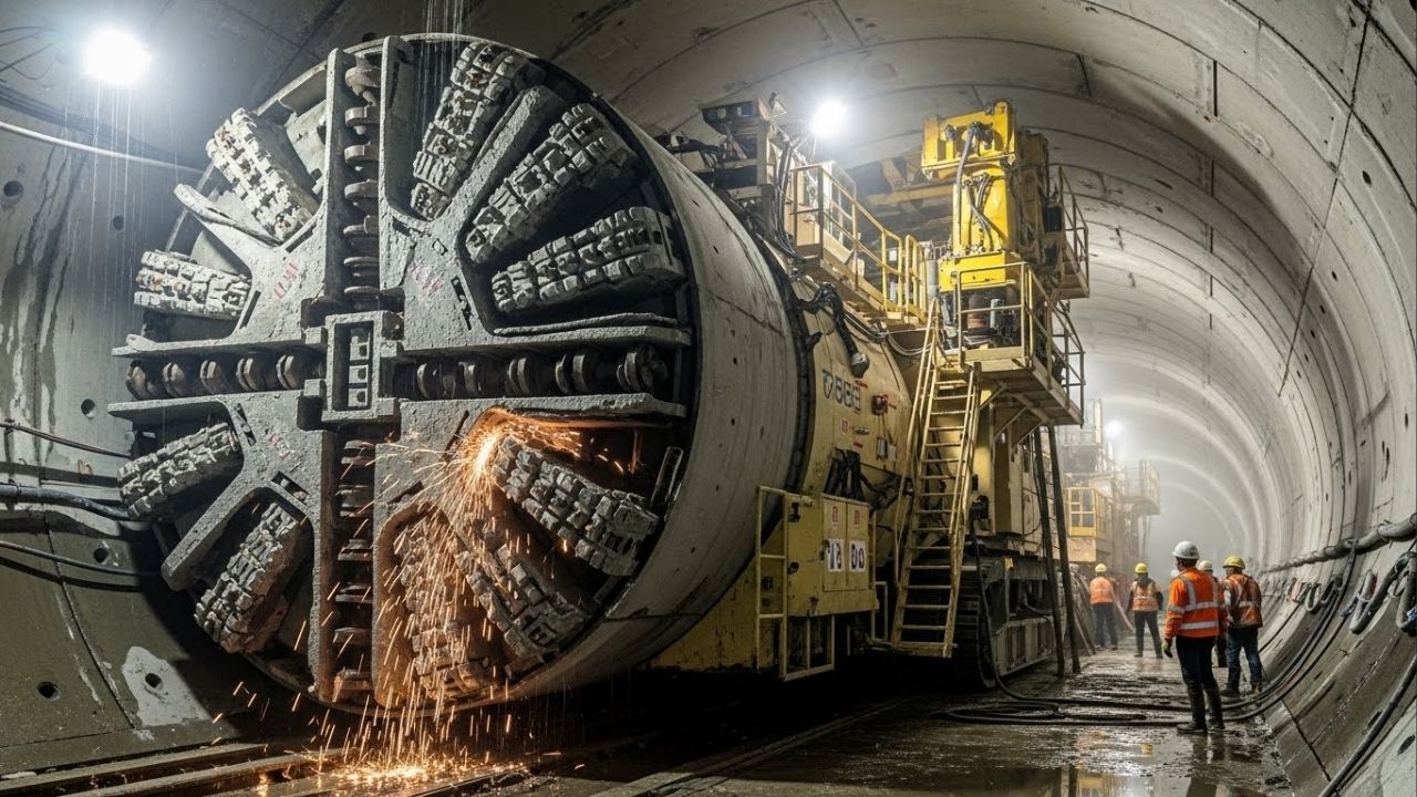 Com 17 metros de diâmetro e avanço de 15 metros por dia, os "tatuzões" escavam túneis de metrô e instalam anéis de concreto de forma automática