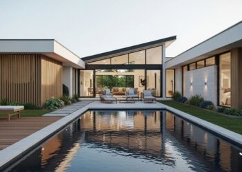 Com 132 metros quadrados, 3 quartos, 3 banheiros, essa cara é um lar amplo com pé-direito alto e piscina nos fundo