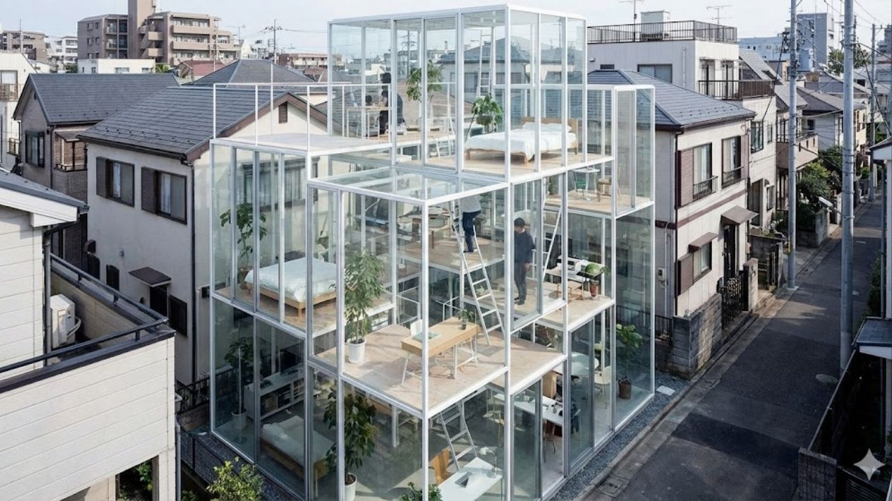 A casa transparente do Japão onde não existe privacidade: paredes de vidro, níveis escalonados e vida exposta para a rua desafiam o conceito ocidental de moradia