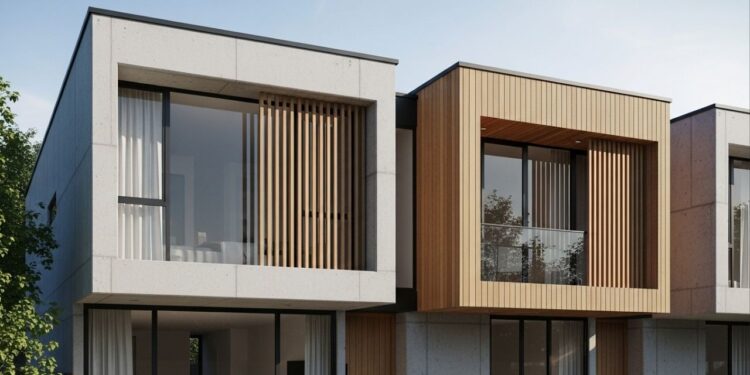 142 metros quadrados, 3 quartos, suíte e varanda em um projeto de casa urbana contemporânea com iluminação e ventilação natural