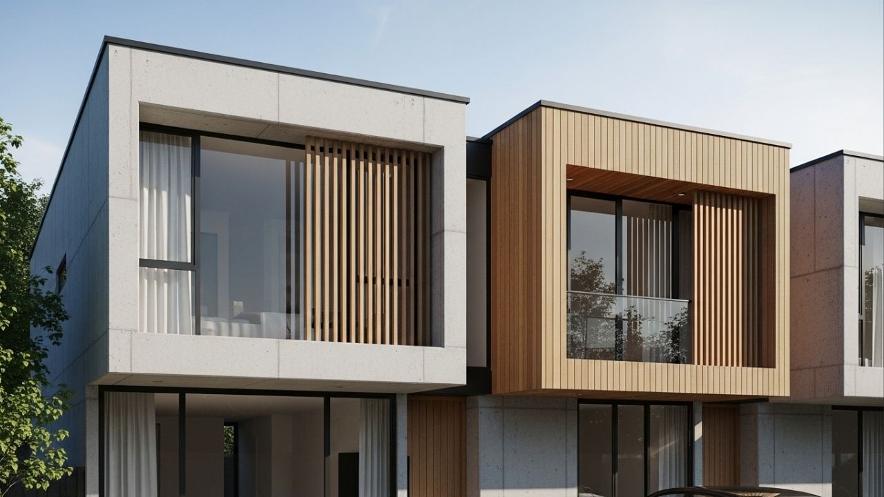 142 metros quadrados, 3 quartos, suíte e varanda em um projeto de casa urbana contemporânea com iluminação e ventilação natural