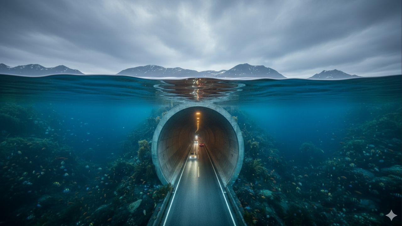 Com profundidade de 287 metros abaixo do nível do mar, o túnel Eiksund na Noruega virou uma das passagens submarinas mais profundas de todo o mundo