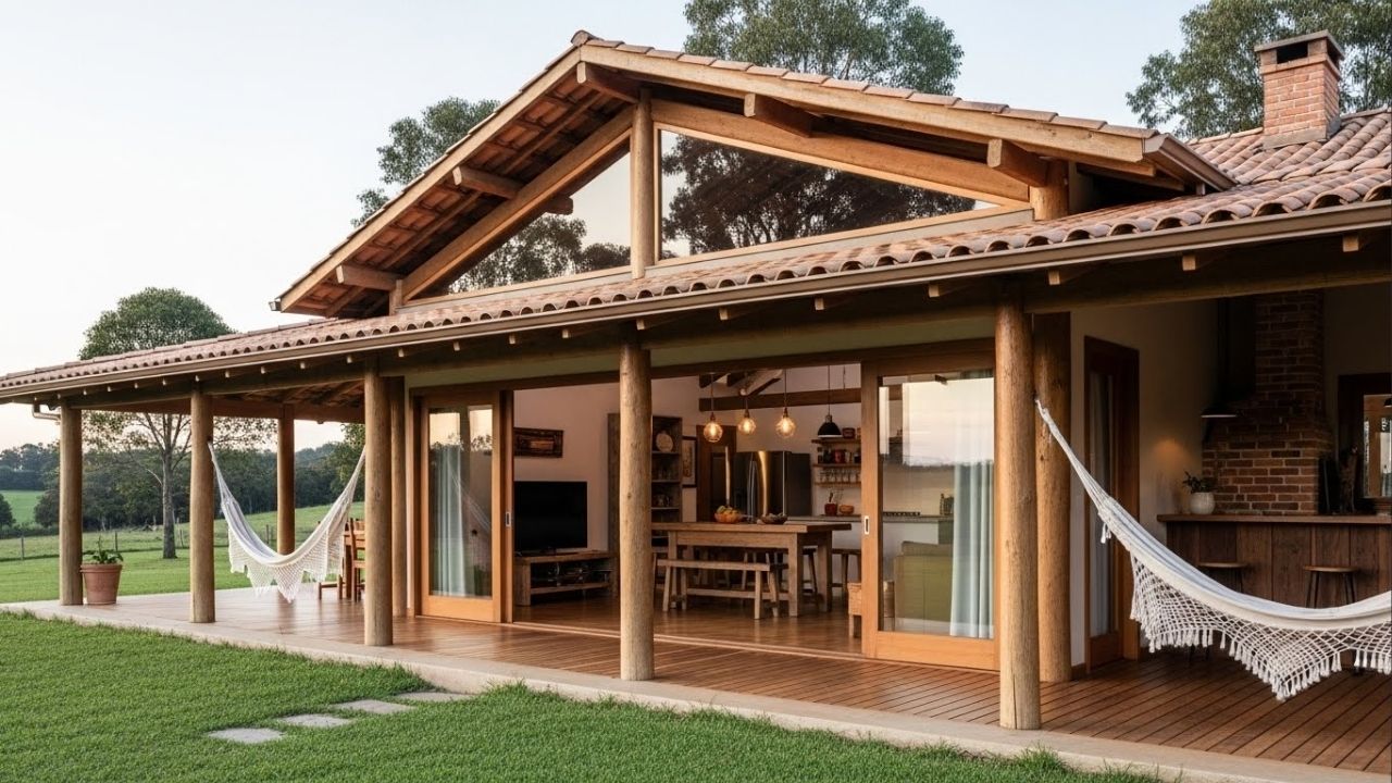 Residência simples e rústica com 2 quartos e acabamento natural, investimento entre R$280 mil e R$350 mil