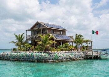 O homem que construiu a sua própria ilha flutuante com 150 mil garrafas PET recicladas, criou solo fértil, plantou mangues e vive isolado no litoral do México