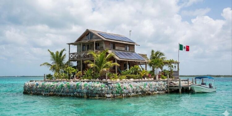 O homem que construiu a sua própria ilha flutuante com 150 mil garrafas PET recicladas, criou solo fértil, plantou mangues e vive isolado no litoral do México