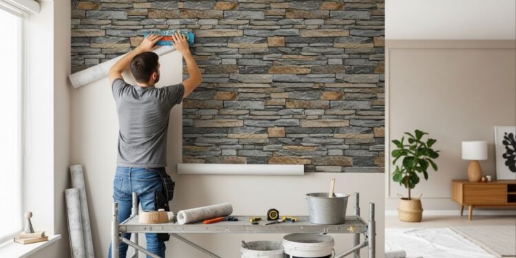 Parece gesso, mas é adesivo: esse novo papel de parede é a solução que dispensa mão de obra especializada