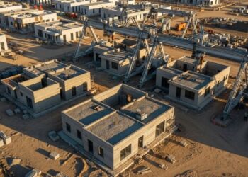 Com paredes curvas impressas por robôs, o maior bairro de casas 3D do mundo no Texas inaugura a era da construção automatizada e sem pedreiros