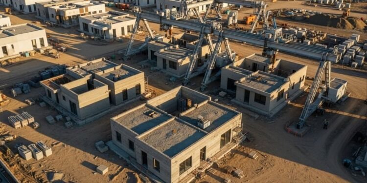 Com paredes curvas impressas por robôs, o maior bairro de casas 3D do mundo no Texas inaugura a era da construção automatizada e sem pedreiros